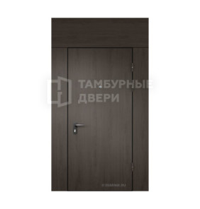 Дверь арочная тамбурная с фрамугой и порошковым напылением МДФ — массив ТД-91