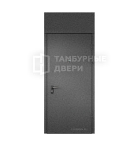 Дверь порошковая с фрамугой ламинат окрас дуб с внешней ручкой и замком эконом ТД-82